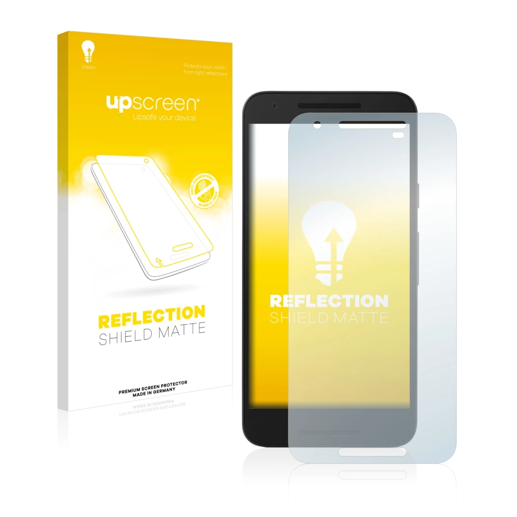 Front side of a product packaging with the brand logo upscreen. Next to it is the device LG Nexus 5X shown with the correspond