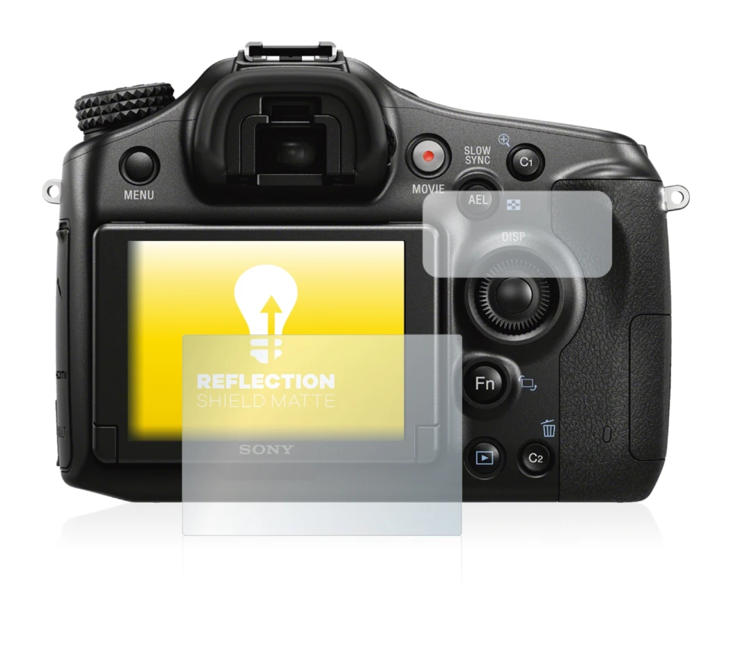 Image of the device Sony Alpha 68 with a wide variety of screen protectors.