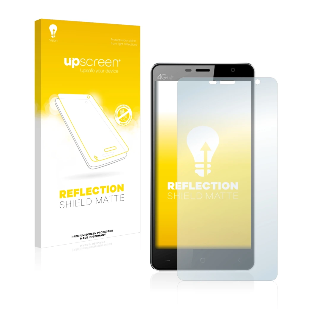 Front side of a product packaging with the brand logo upscreen. Next to it is the device Leagoo Elite 4 shown with the corresp