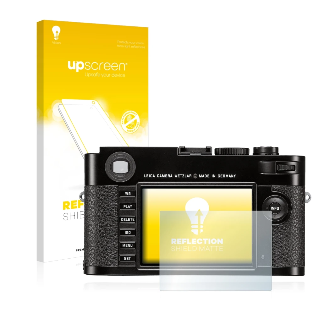 Front side of a product packaging with the brand logo upscreen. Next to it is the device Leica M (Typ 262) shown with the corr