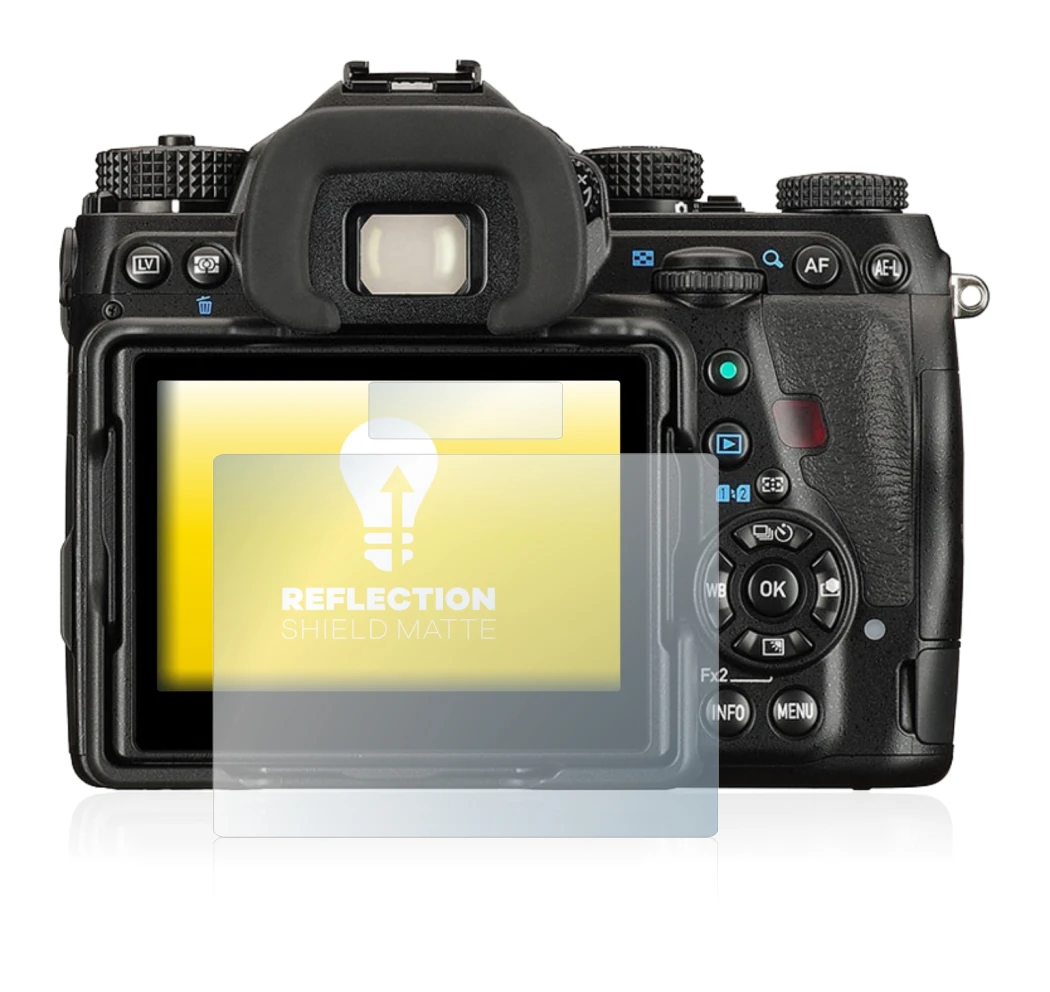 Image of the device Pentax K-1 with a wide variety of screen protectors.