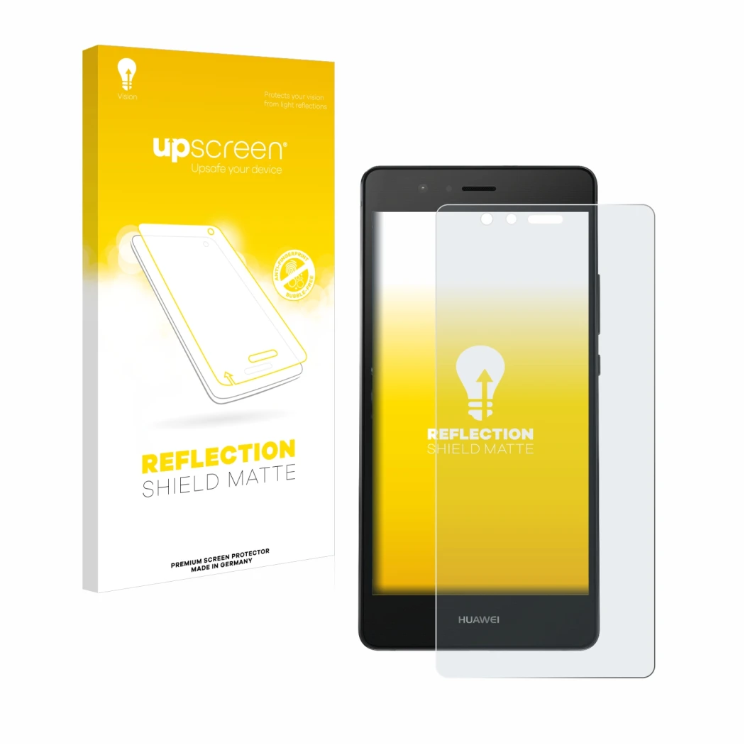 Front side of a product packaging with the brand logo upscreen. Next to it is the device Huawei P9 shown with the correspondin