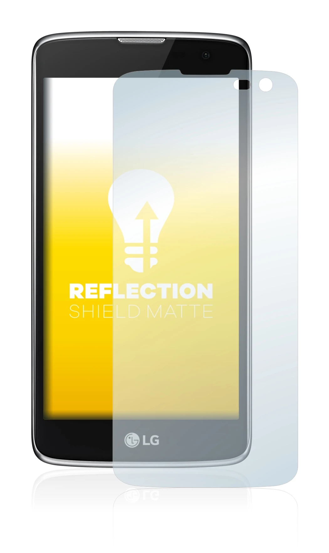 Image of the device LG K7 (camera right only) with a wide variety of screen protectors.