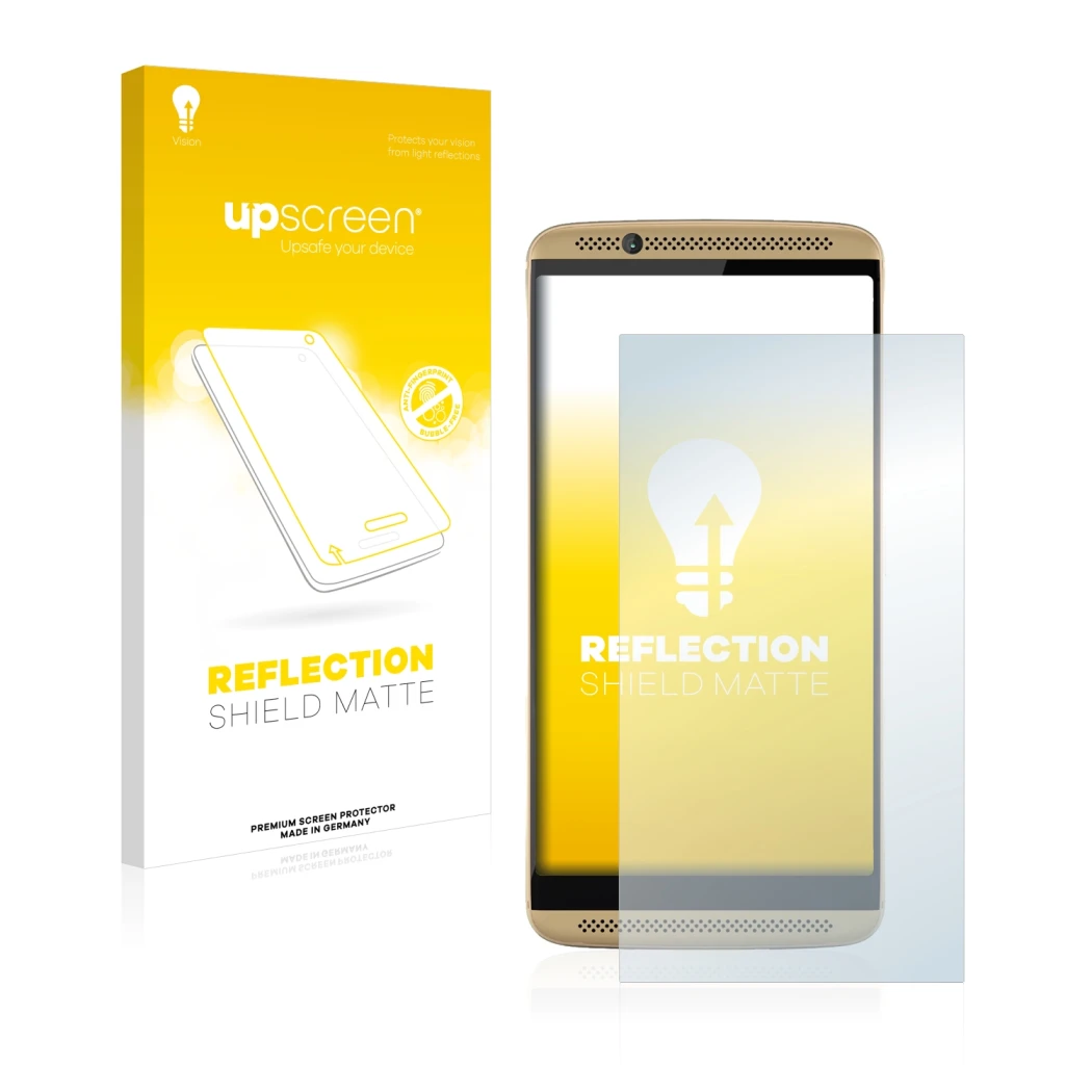 Front side of a product packaging with the brand logo upscreen. Next to it is the device ZTE Axon 7 shown with the correspondi