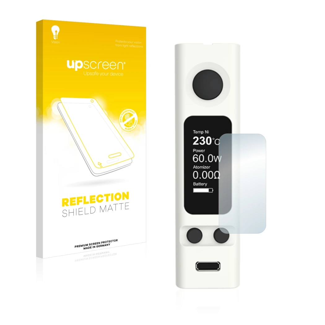 Front side of a product packaging with the brand logo upscreen. Next to it is the device Joyetech eVic VTwo Mini shown with th