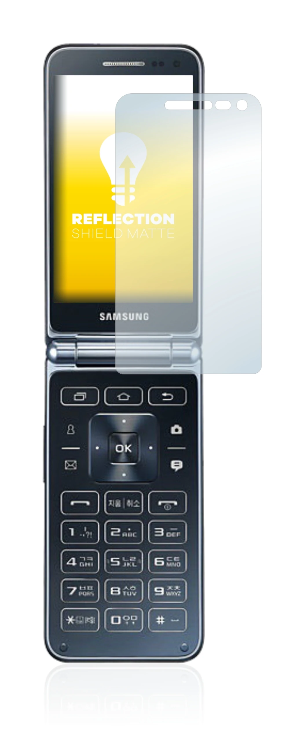 Image of the device Samsung Galaxy Folder 2 with a wide variety of screen protectors.