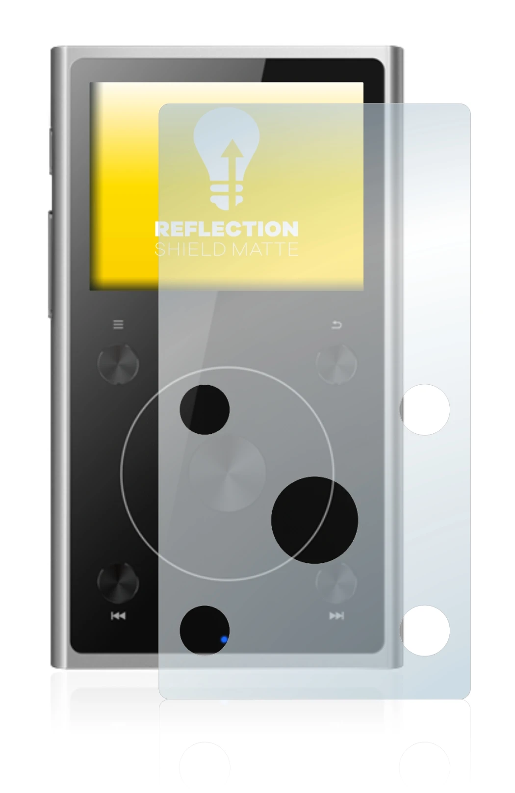 Image of the device FiiO X1 II with a wide variety of screen protectors.