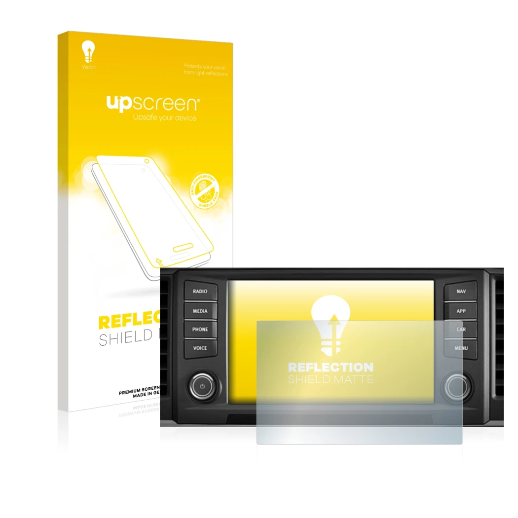 Front side of a product packaging with the brand logo upscreen. Next to it is the device Seat Ateca 2016 Media System Plus 8