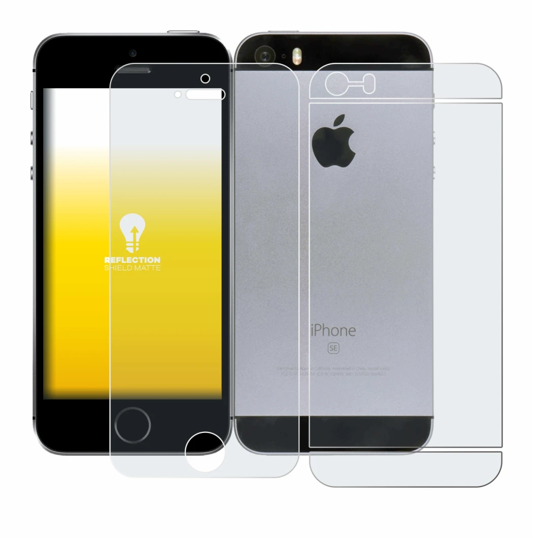 Image of the device Apple iPhone SE 2016 (Front+Back) with a wide variety of screen protectors.
