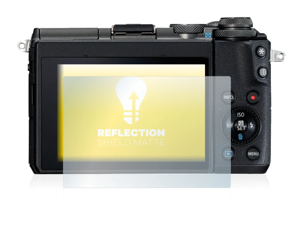 Image of the device Canon EOS M6 with a wide variety of screen protectors.