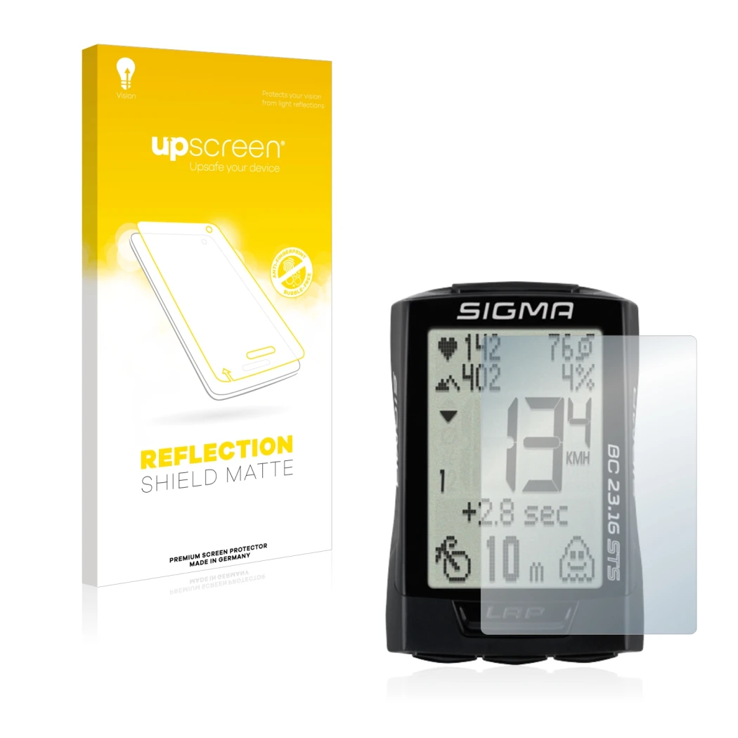 Front side of a product packaging with the brand logo upscreen. Next to it is the device Sigma BC 23.16 shown with the corresp