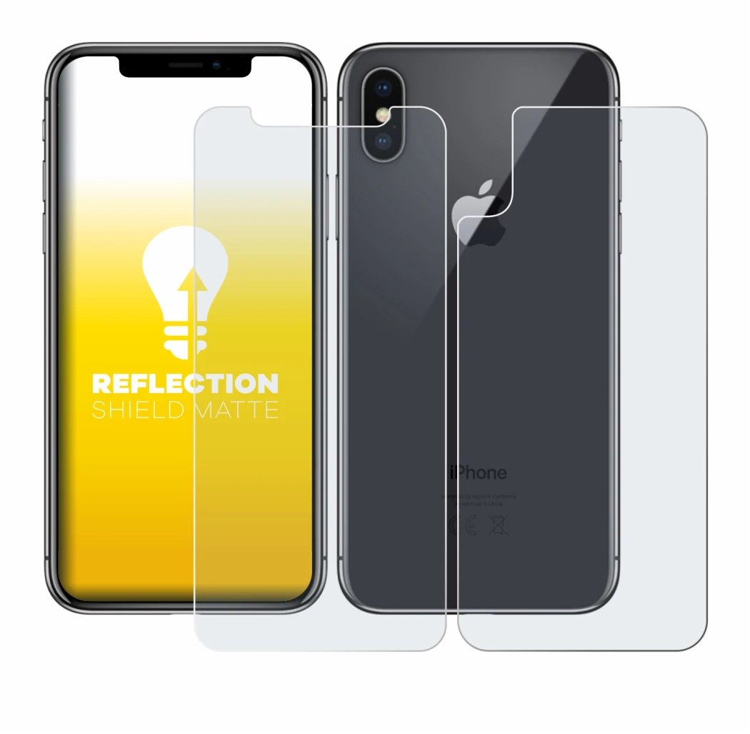 Image of the device Apple iPhone X (Front+Back) with a wide variety of screen protectors.