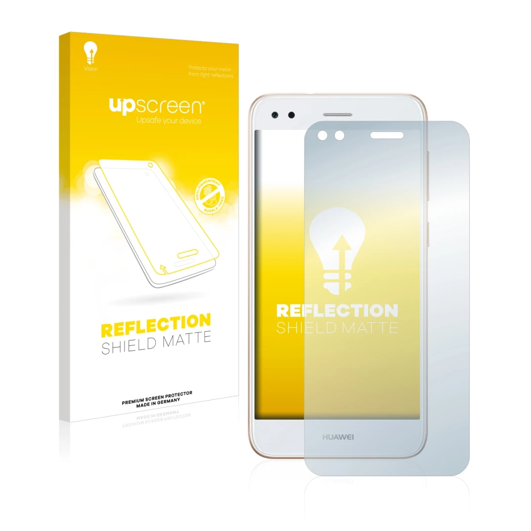Front side of a product packaging with the brand logo upscreen. Next to it is the device Huawei P9 Lite Mini shown with the co