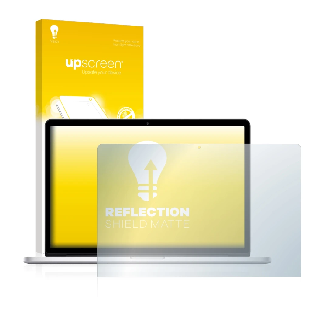 Front side of a product packaging with the brand logo upscreen. Next to it is the device Apple MacBook Pro 15