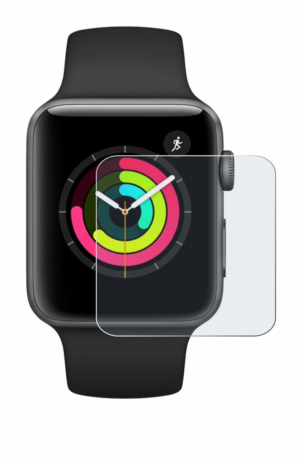 Image of the device Apple Watch Series 3 (42 mm) with a wide variety of screen protectors.