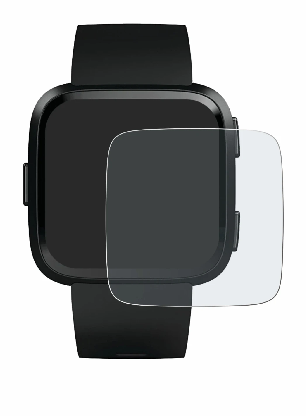 Image of the device Fitbit Versa with a wide variety of screen protectors.