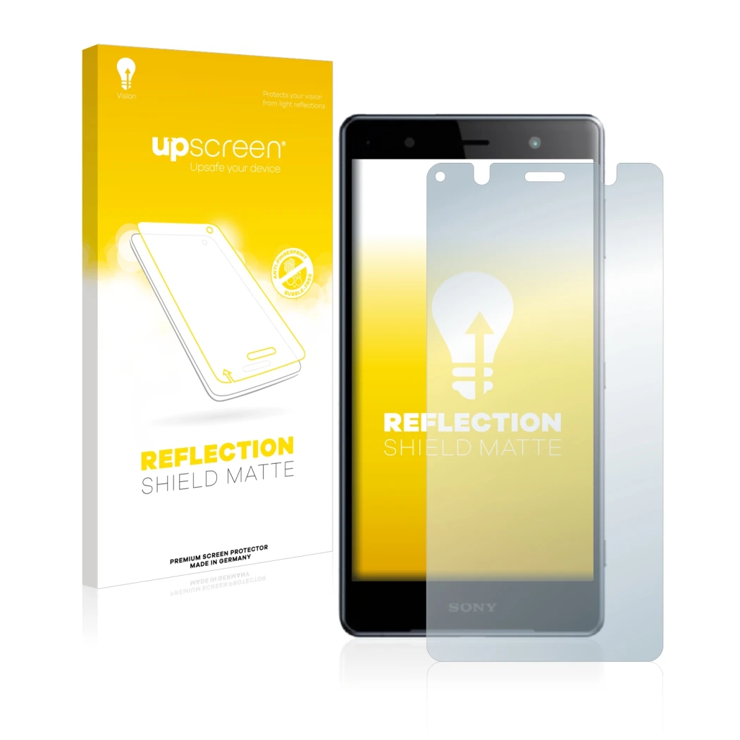 Front side of a product packaging with the brand logo upscreen. Next to it is the device Sony Xperia XZ2 Premium shown with th