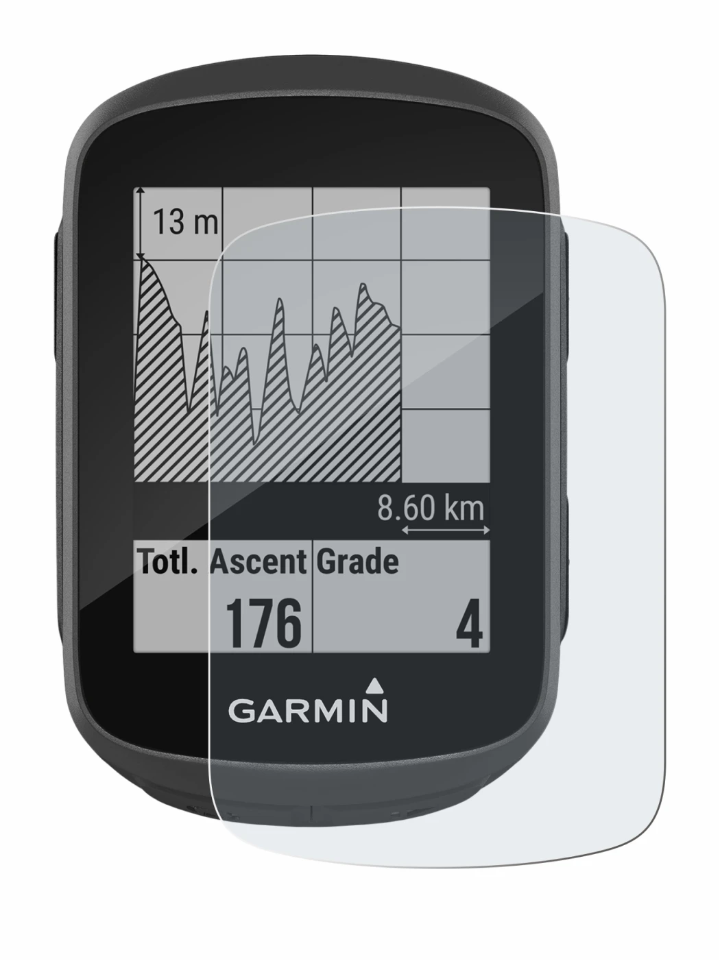 Image of the device Garmin Edge 130 with a wide variety of screen protectors.