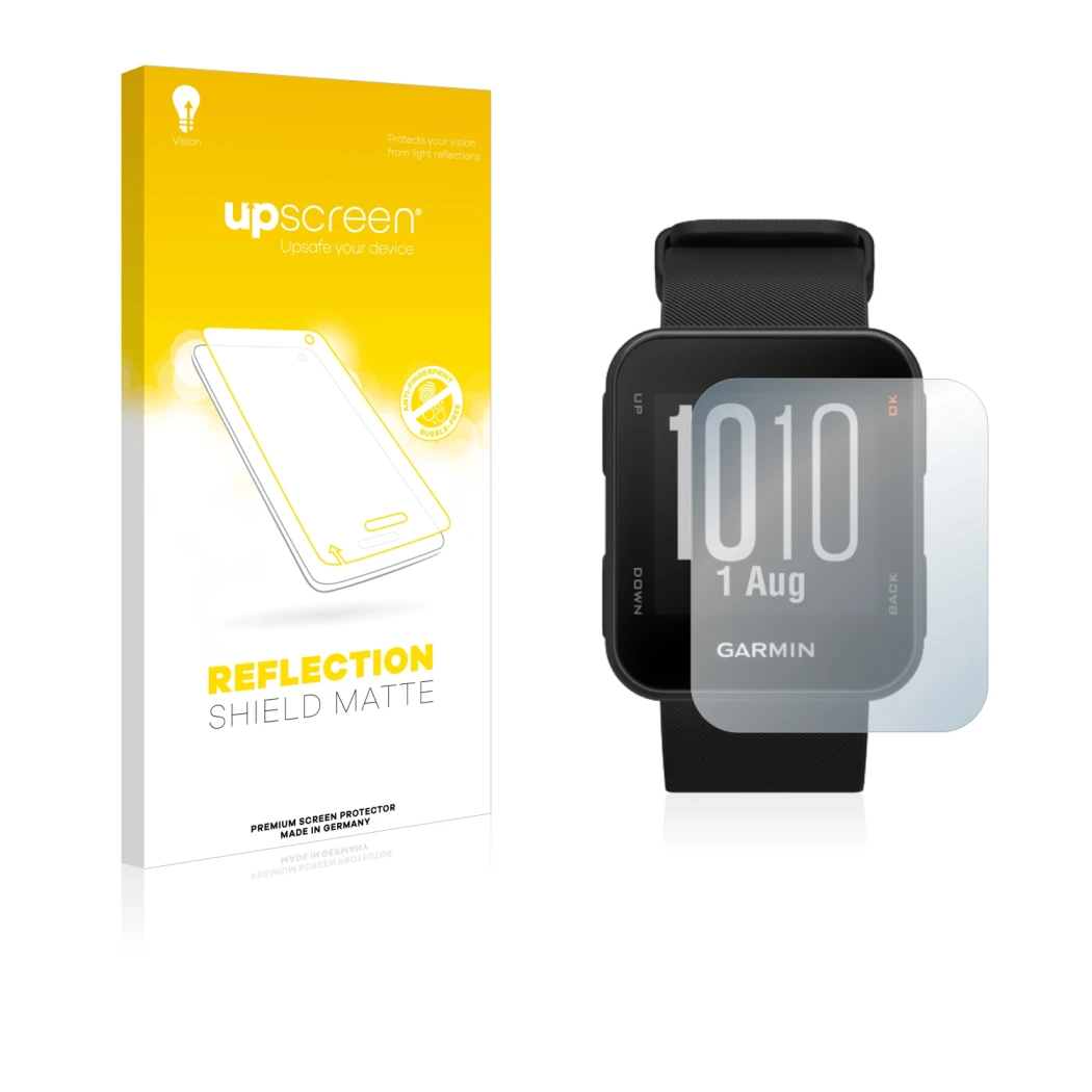 Front side of a product packaging with the brand logo upscreen. Next to it is the device Garmin Approach S10 shown with the co