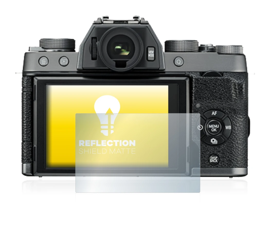 Image of the device Fujifilm X-T100 with a wide variety of screen protectors.