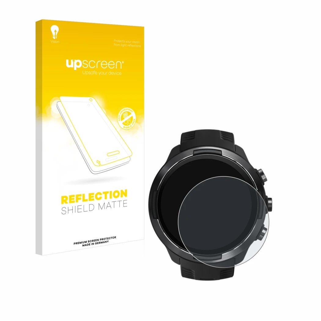 Front side of a product packaging with the brand logo upscreen. Next to it is the device Suunto 9 shown with the corresponding