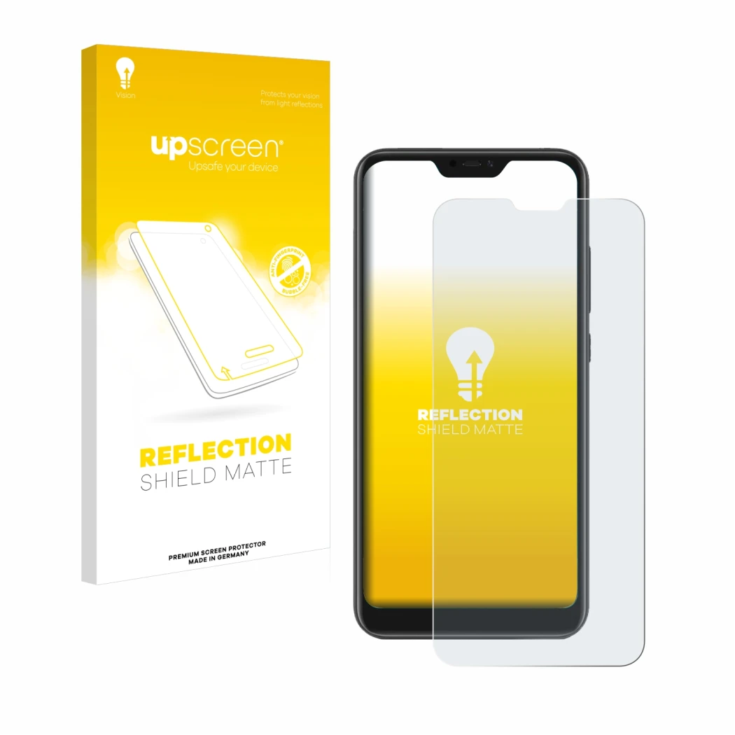 Front side of a product packaging with the brand logo upscreen. Next to it is the device Xiaomi Mi A2 Lite shown with the corr