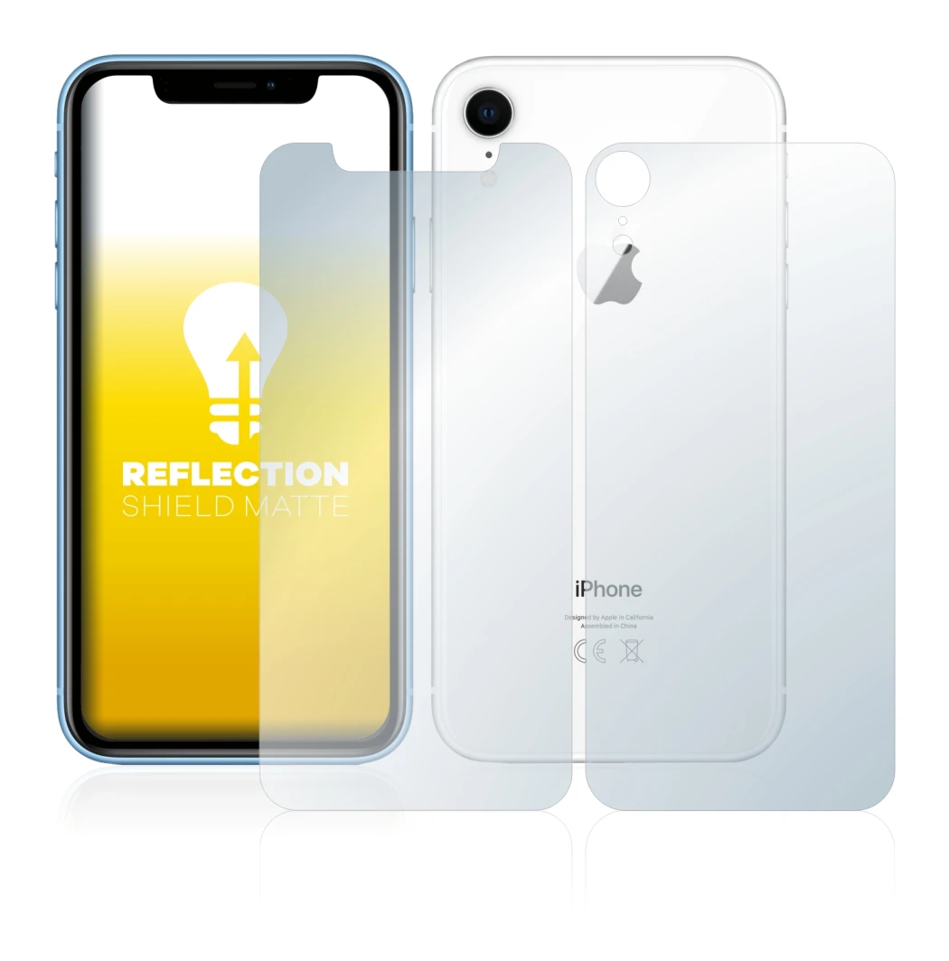 Image of the device Apple iPhone XR (Front+Back) with a wide variety of screen protectors.