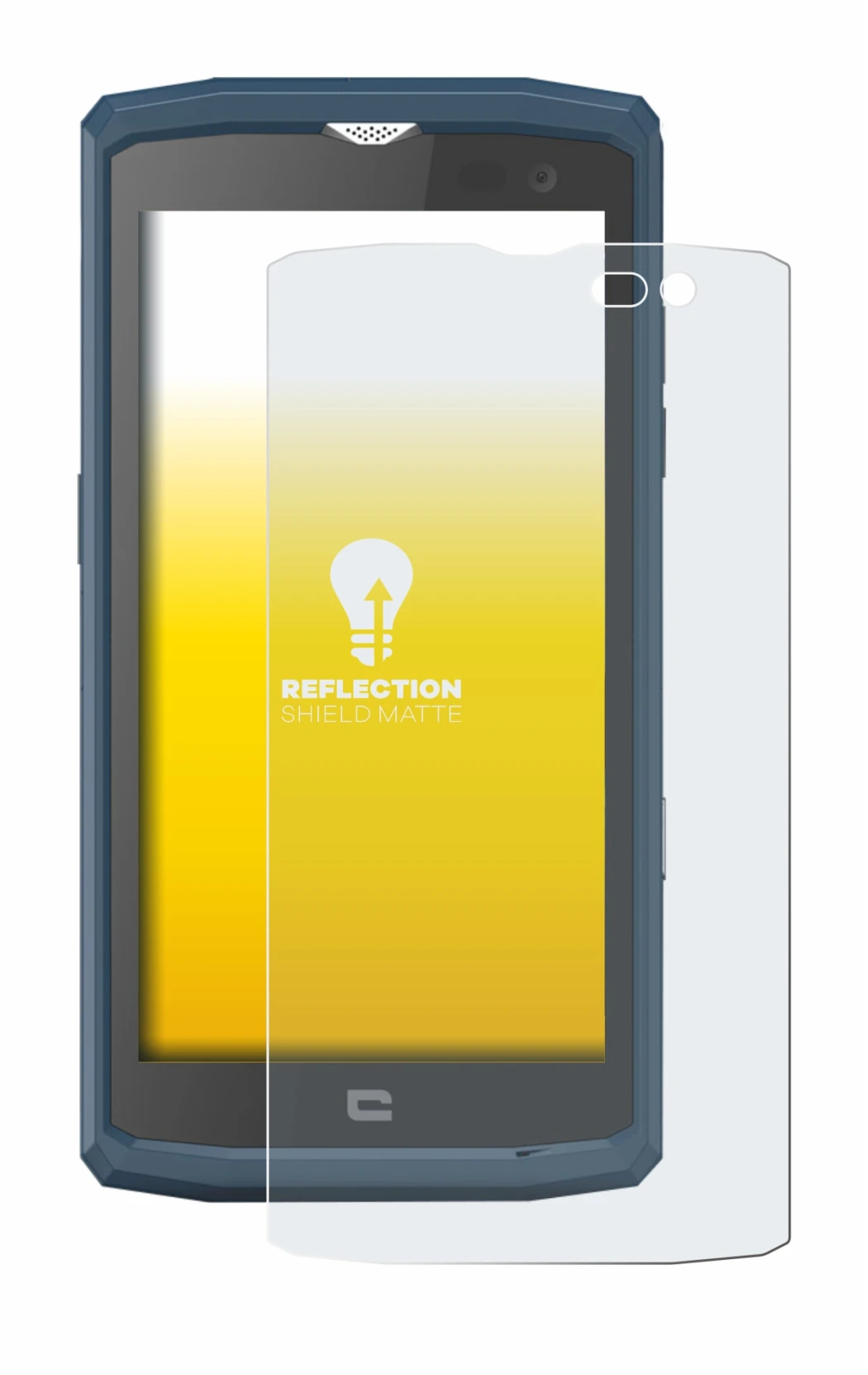 Image of the device Crosscall Core X3 with a wide variety of screen protectors.