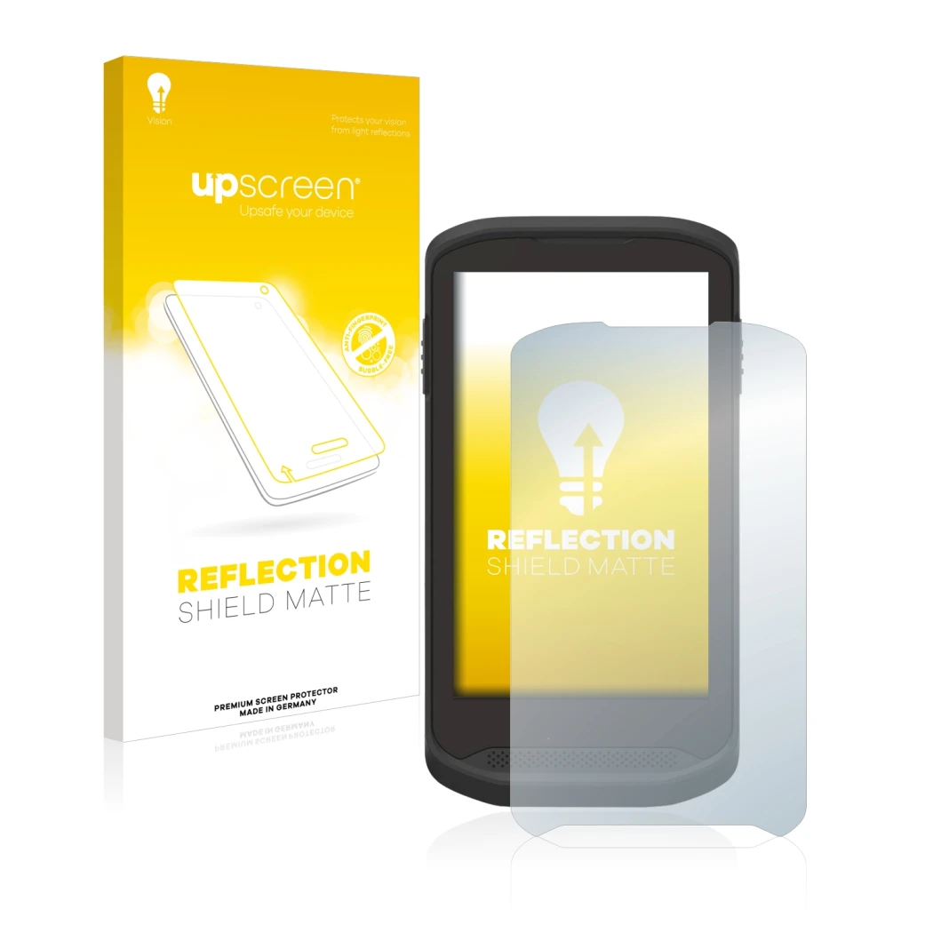 Front side of a product packaging with the brand logo upscreen. Next to it is the device Zebra TC20 Touch shown with the corre