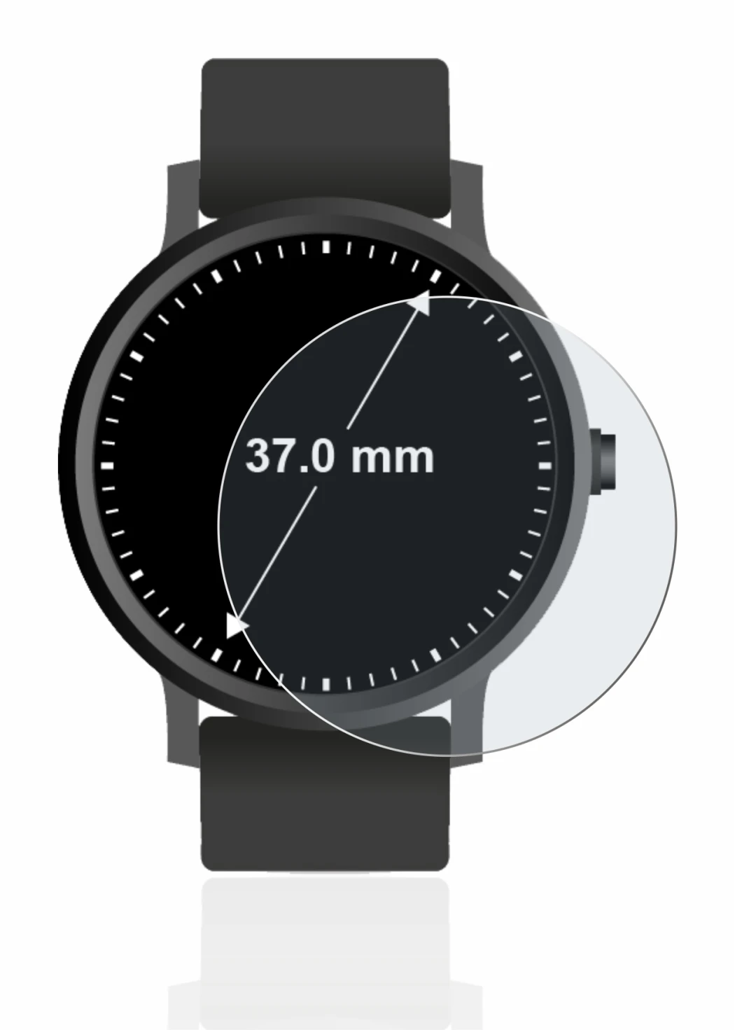 Image of the device Circular Displays (ø: 37 mm) with a wide variety of screen protectors.