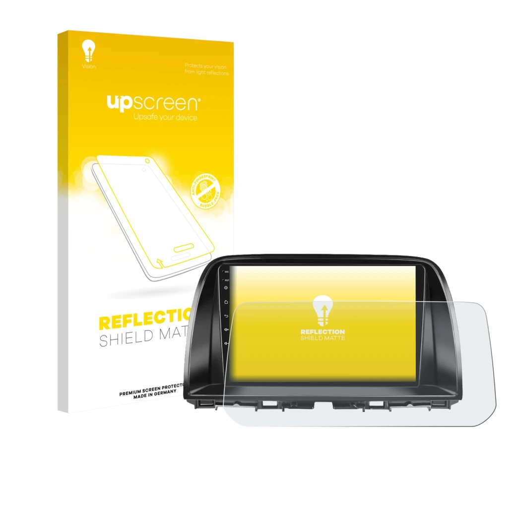 Front side of a product packaging with the brand logo upscreen. Next to it is the device Mazda CX-5 2017 Infotainment System s