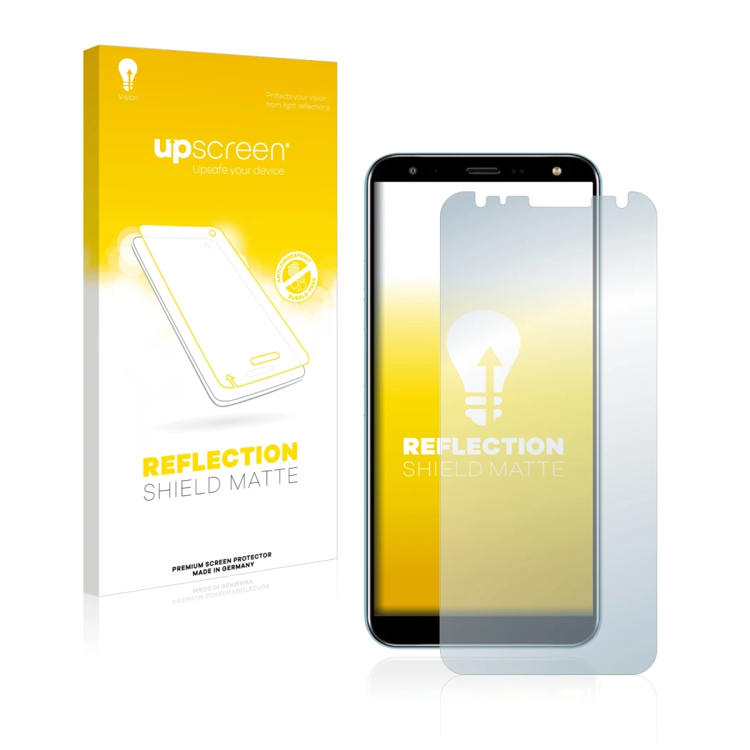 Front side of a product packaging with the brand logo upscreen. Next to it is the device LG K40 shown with the corresponding s