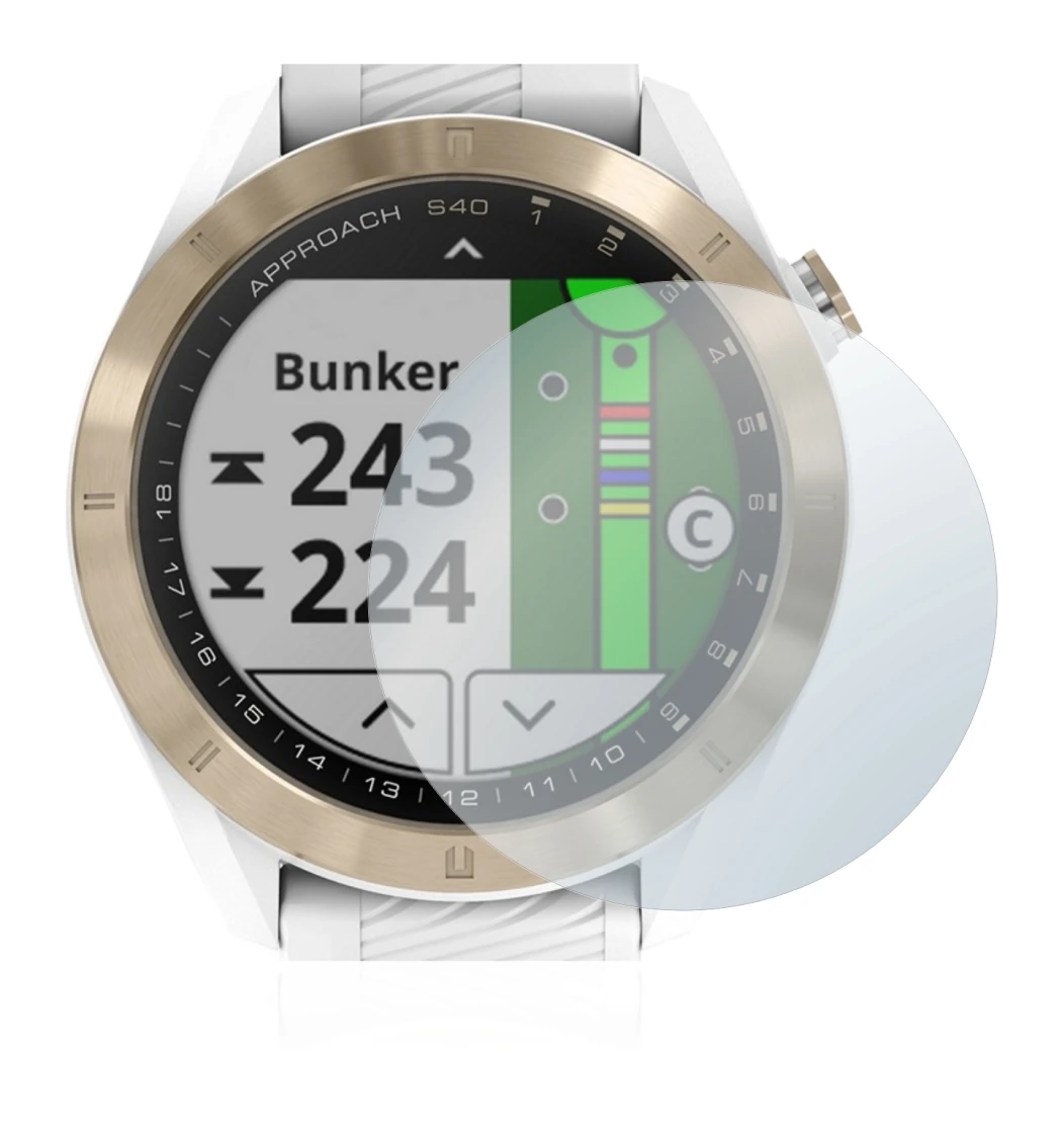 Image of the device Garmin Approach S40 with a wide variety of screen protectors.