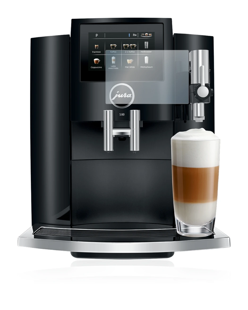 Image of the device Jura S8 with a wide variety of screen protectors.