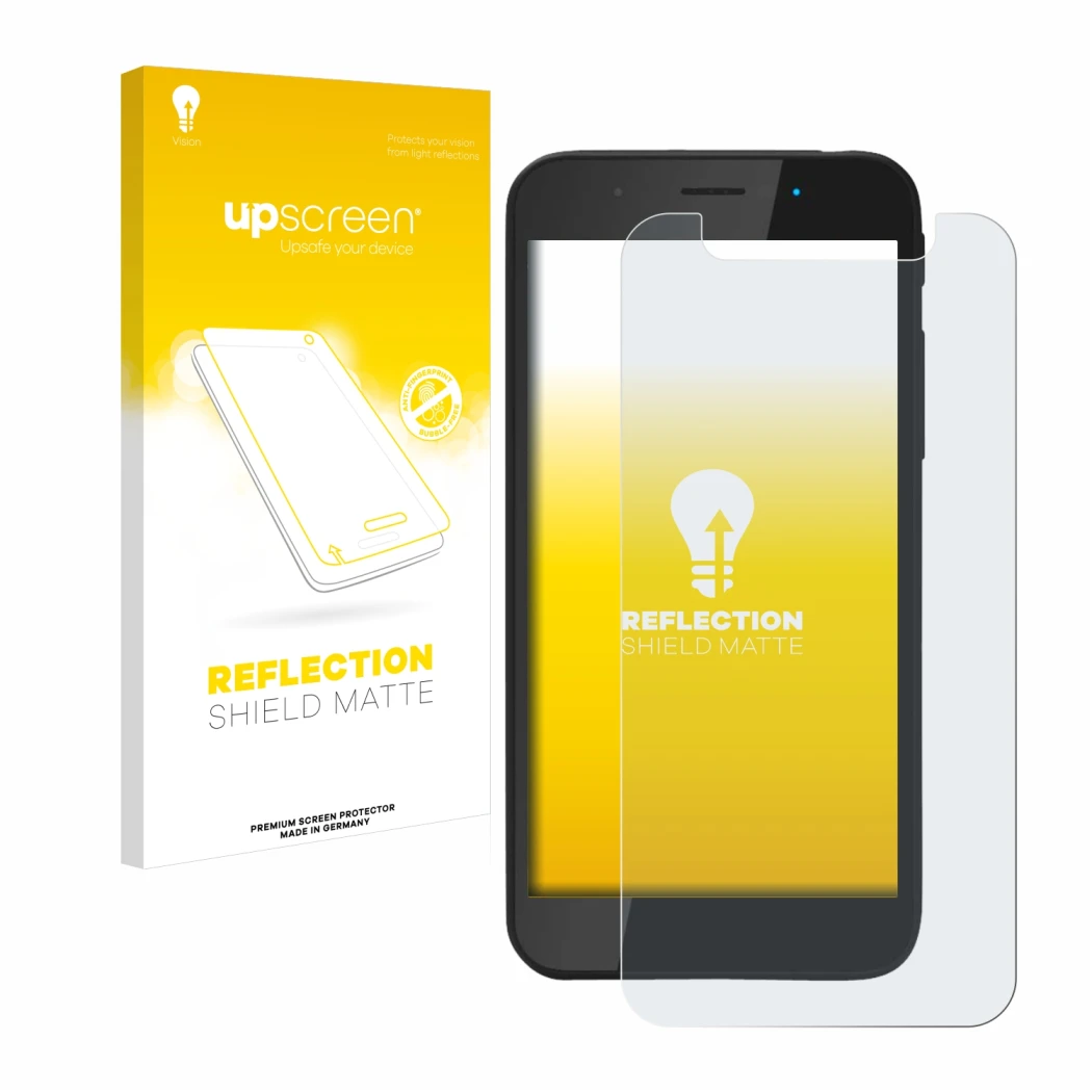 Front side of a product packaging with the brand logo upscreen. Next to it is the device Shiftphones Shift5me shown with the c