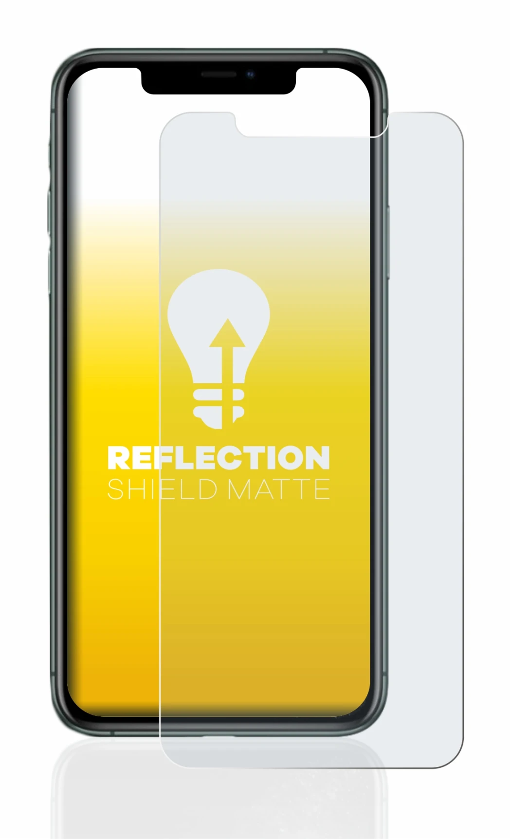 Image of the device Apple iPhone 11 Pro Max with a wide variety of screen protectors.
