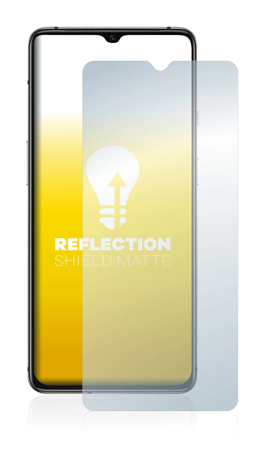 Image of the device OnePlus 7T with a wide variety of screen protectors.