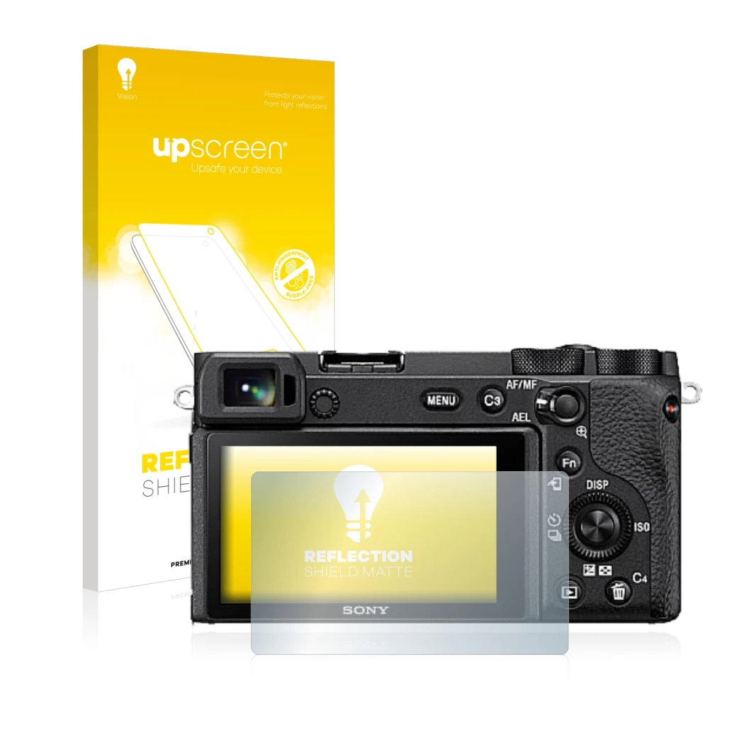 Front side of a product packaging with the brand logo upscreen. Next to it is the device Sony Alpha 6600 shown with the corres