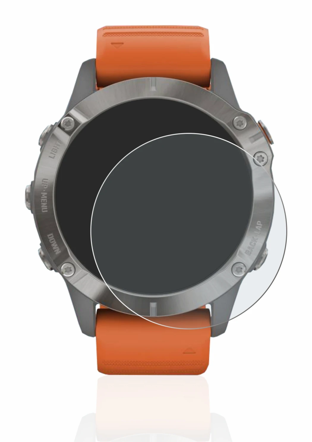 Image of the device Garmin Fenix 6 Pro with a wide variety of screen protectors.