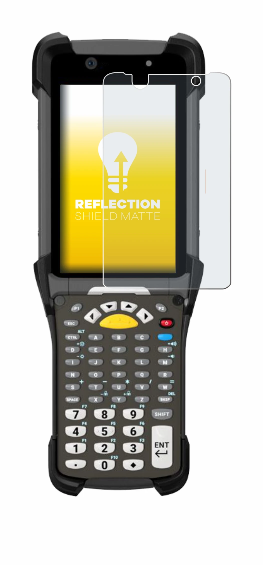 Image of the device Zebra MC9300 with a wide variety of screen protectors.