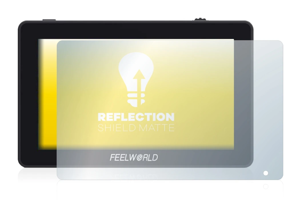 Image of the device Feelworld F6 Plus with a wide variety of screen protectors.