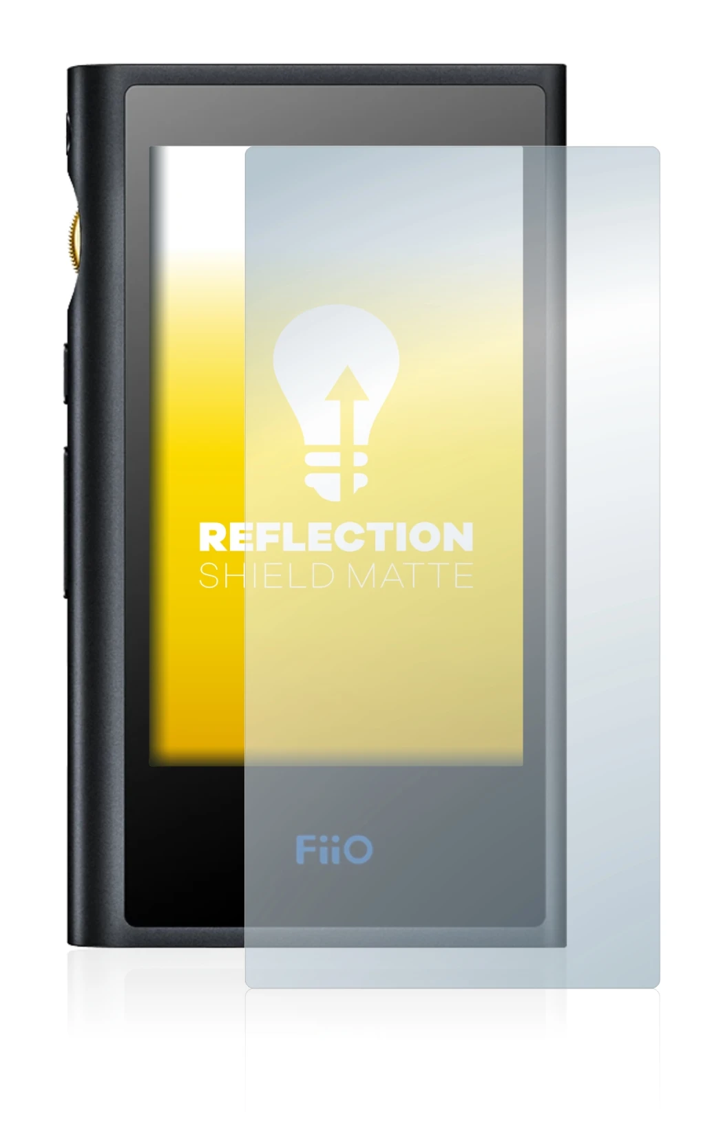 Image of the device FiiO M9 with a wide variety of screen protectors.