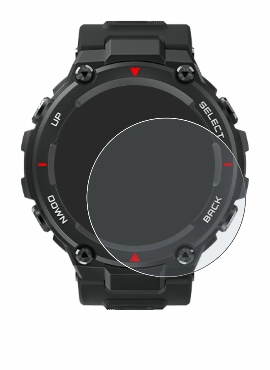 Image of the device Huami Amazfit T-Rex with a wide variety of screen protectors.