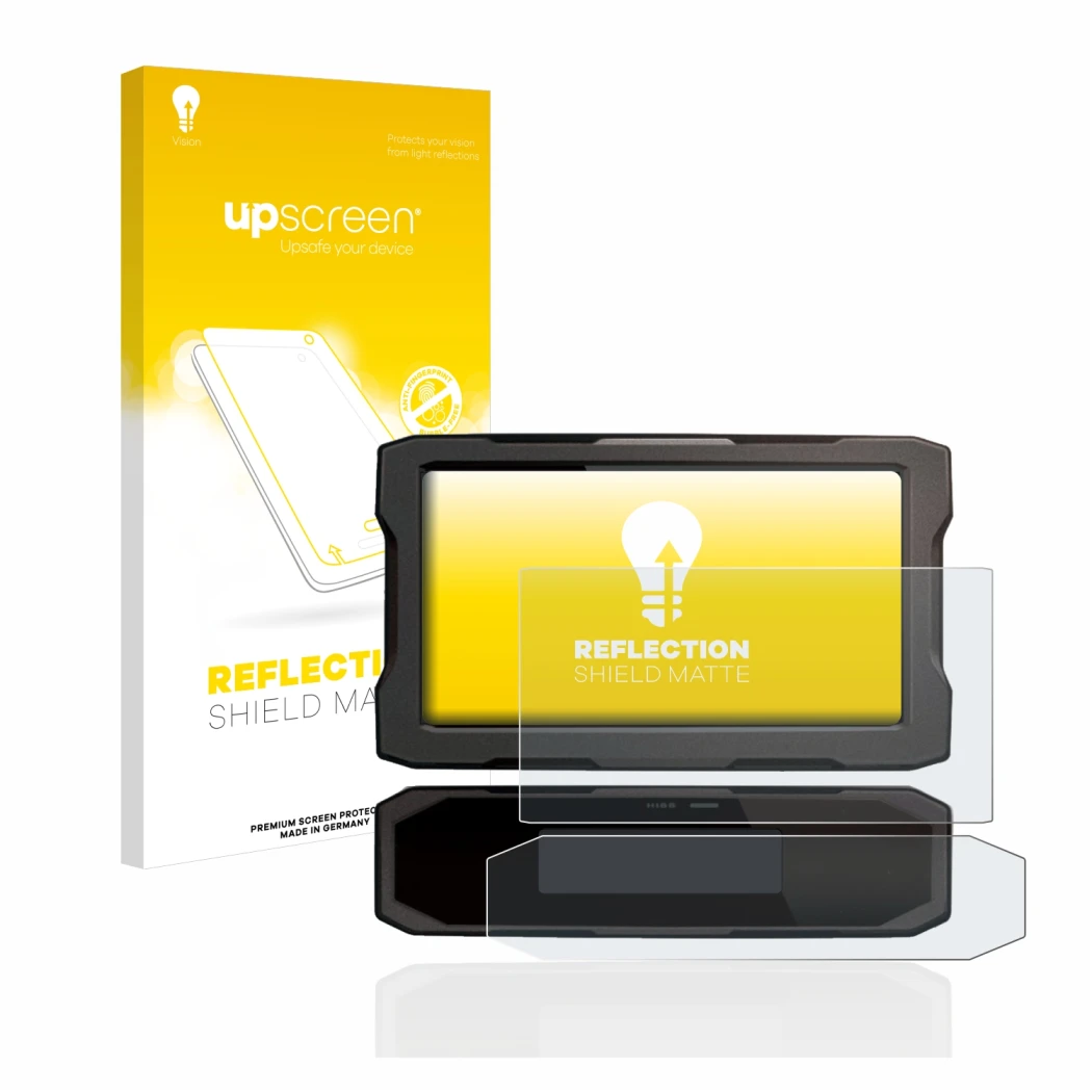 Front side of a product packaging with the brand logo upscreen. Next to it is the device Honda CRF1100L 2020 Speedometer displ