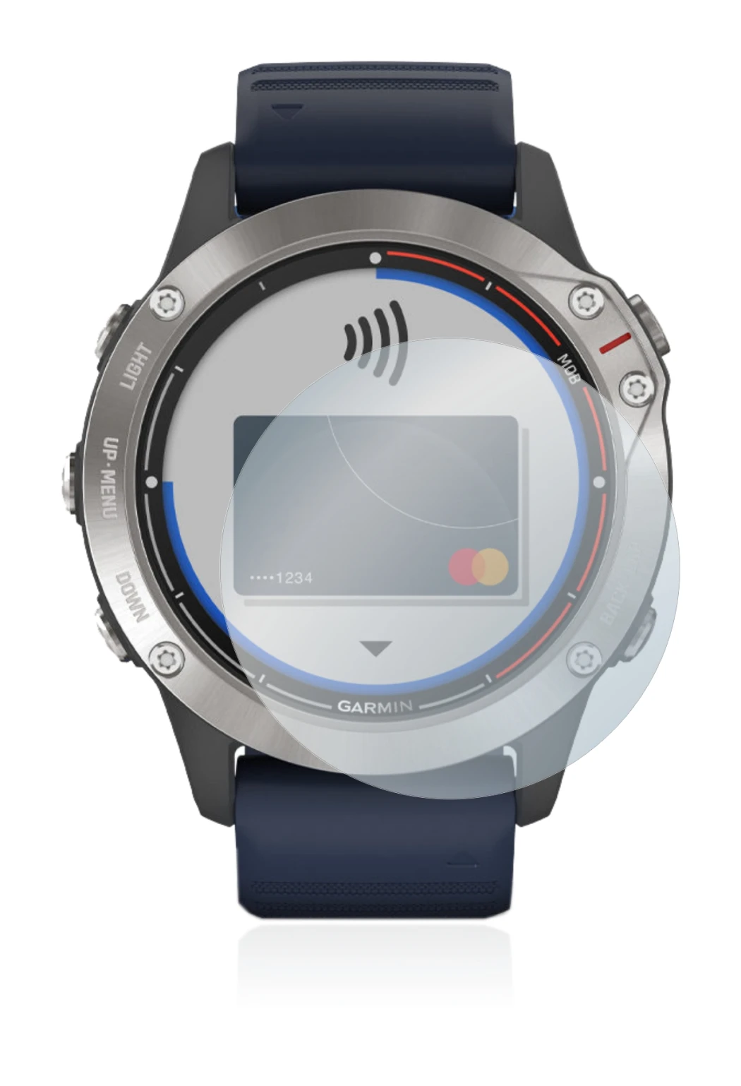 Image of the device Garmin quatix 6 with a wide variety of screen protectors.