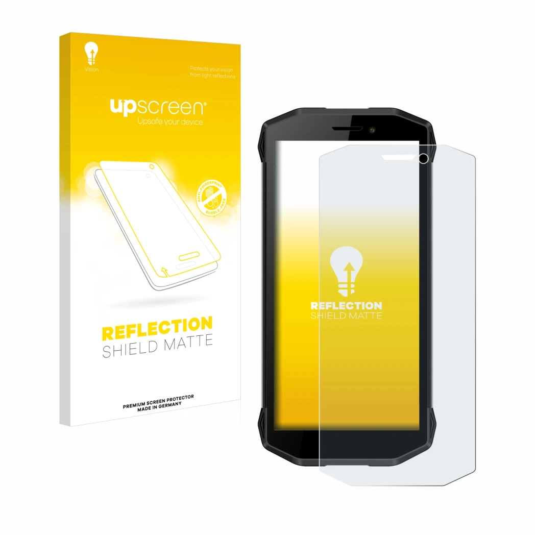 Front side of a product packaging with the brand logo upscreen. Next to it is the device Evolveo Strongphone G5 shown with the