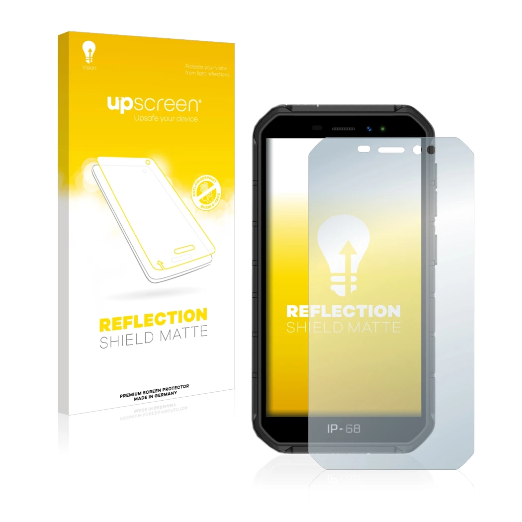 Front side of a product packaging with the brand logo upscreen. Next to it is the device Ulefone Armor X7 Pro shown with the c