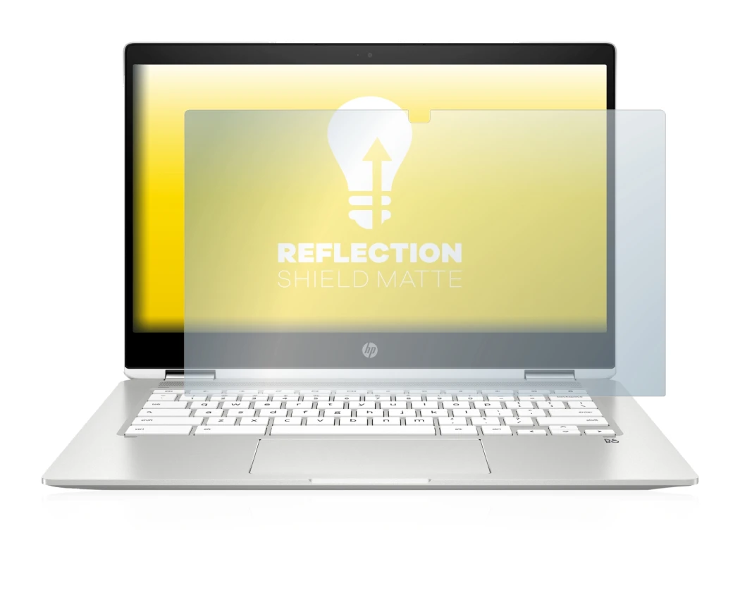 Image of the device HP Chromebook x360 (14b-caX) with a wide variety of screen protectors.