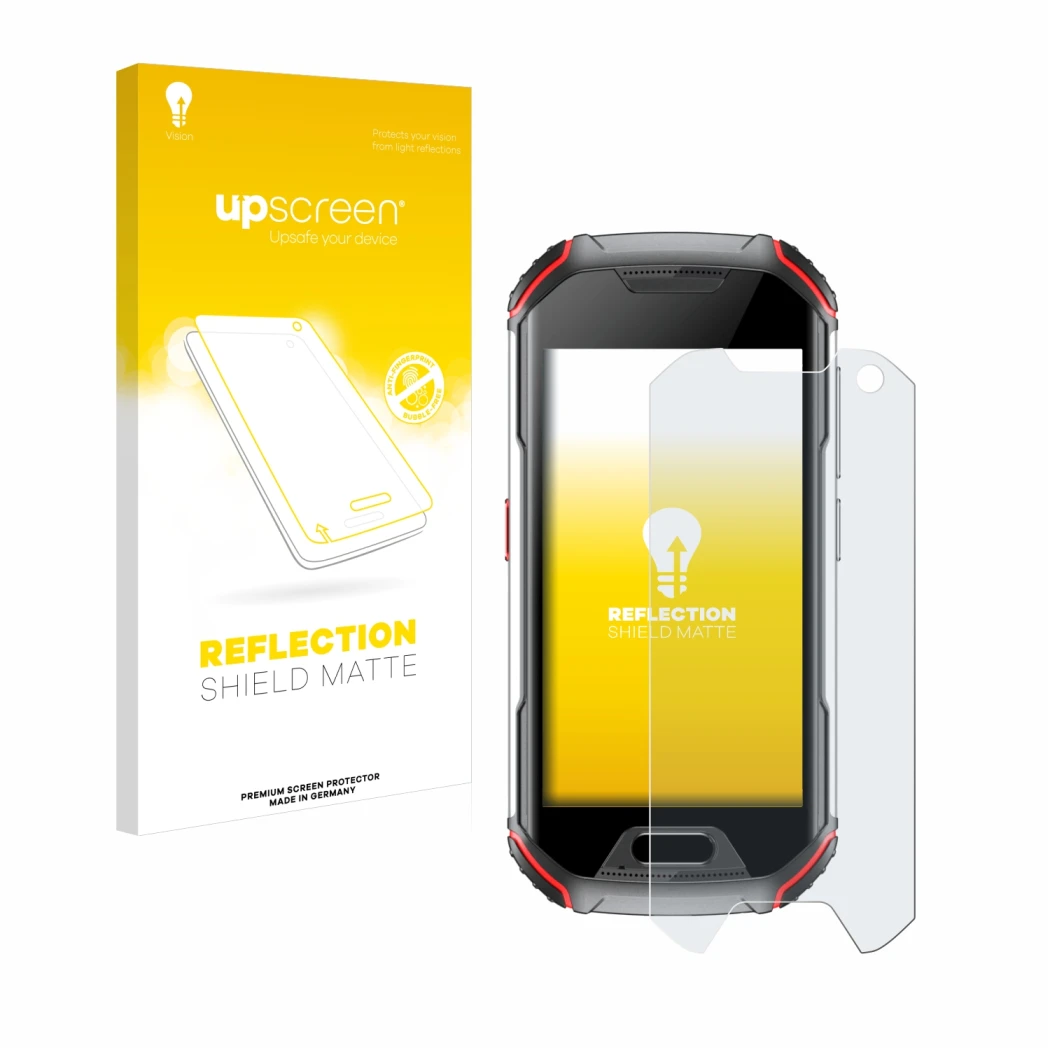 Front side of a product packaging with the brand logo upscreen. Next to it is the device Unihertz Atom L shown with the corres