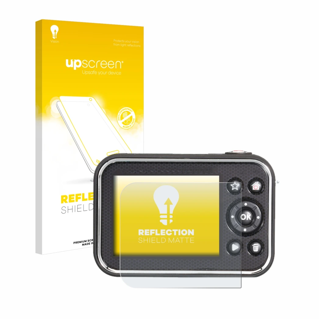 Front side of a product packaging with the brand logo upscreen. Next to it is the device Vtech Kidizoom Video Studio HD shown 